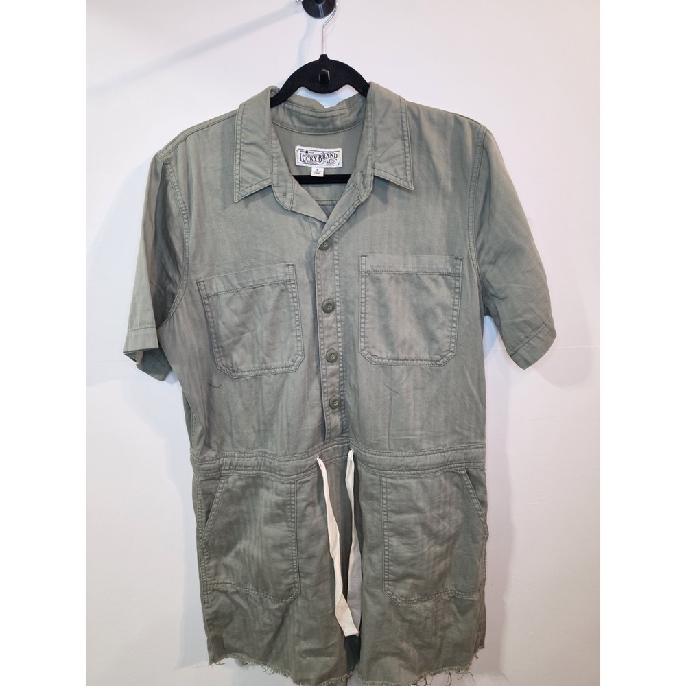 Vintage Lucky Brand LG Sage Green Utility Romper Goblincore Cottagecore
